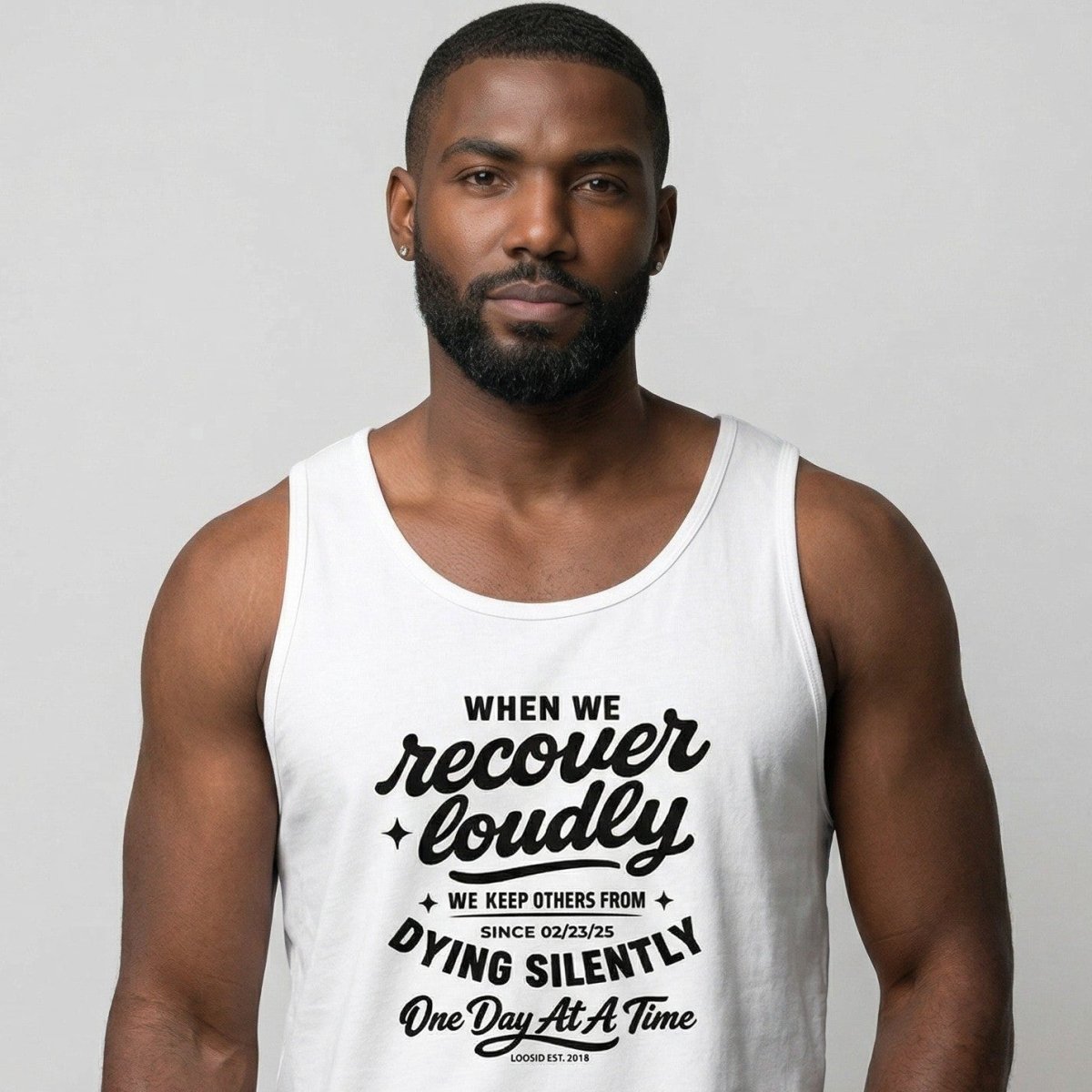 Men's When We Recover Loudly Tank Top w/ Personalized Sobriety Date