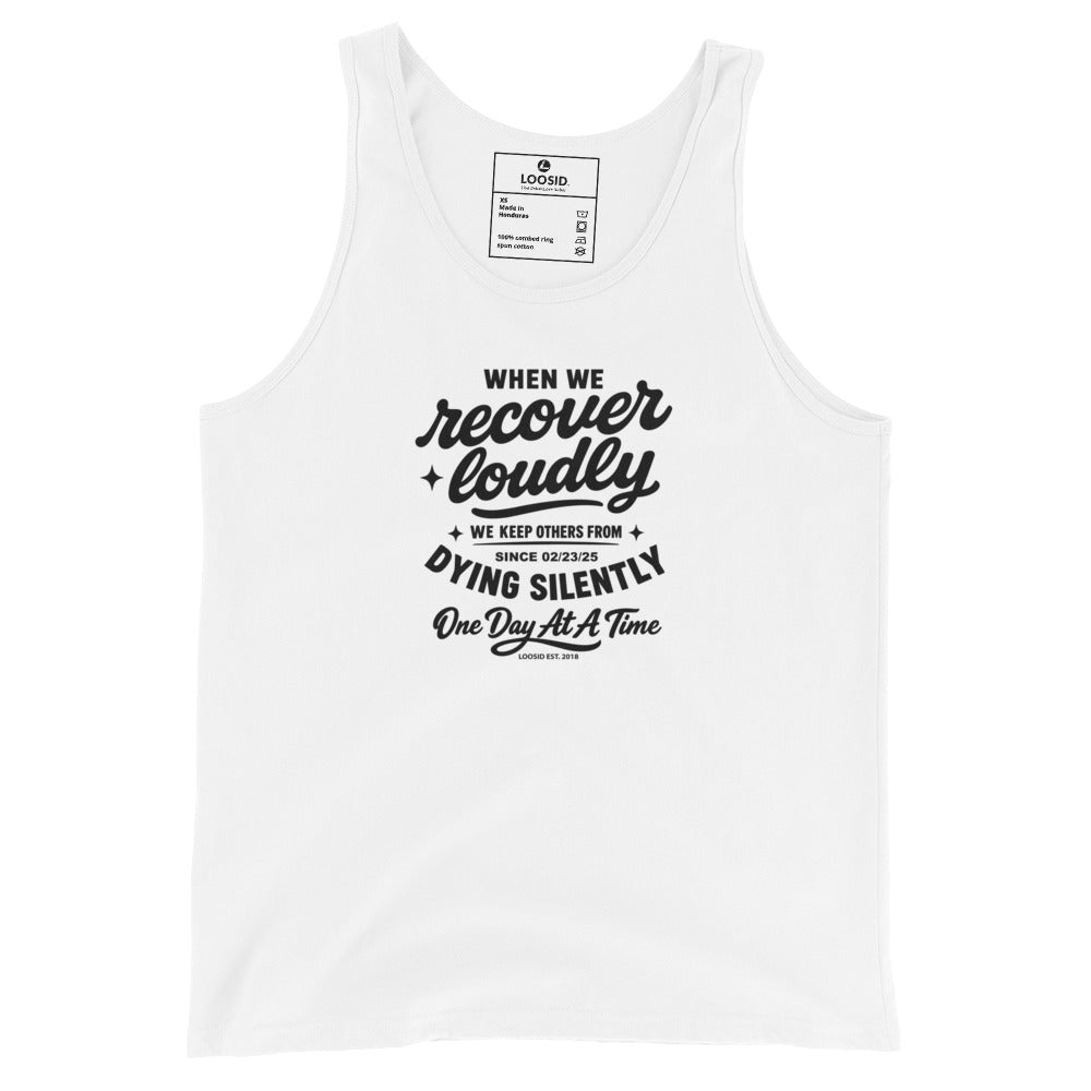 When We Recover Loudly Sober Tank Top flat lay styled image (view 3)