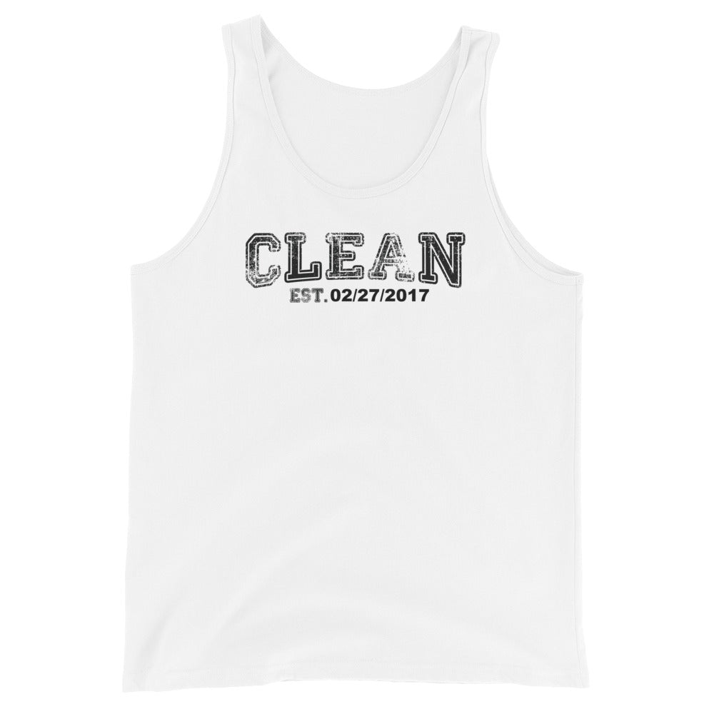 Clean Men's W Personalize Recovery Date Sober Tank Top back view (view 17)