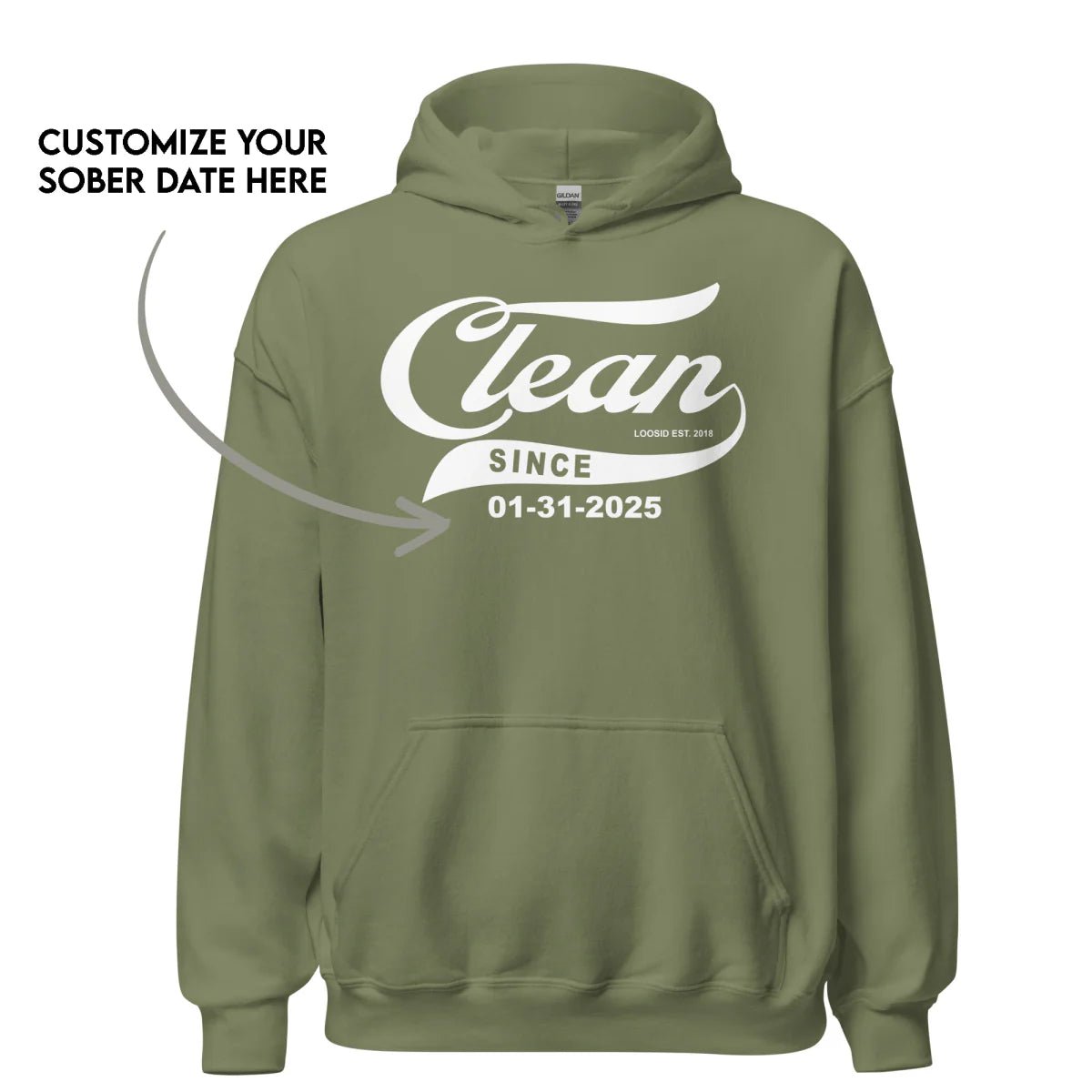 Recovery Hoodie | Men's Clean Since Hoodie with Custom Sobriety Date
