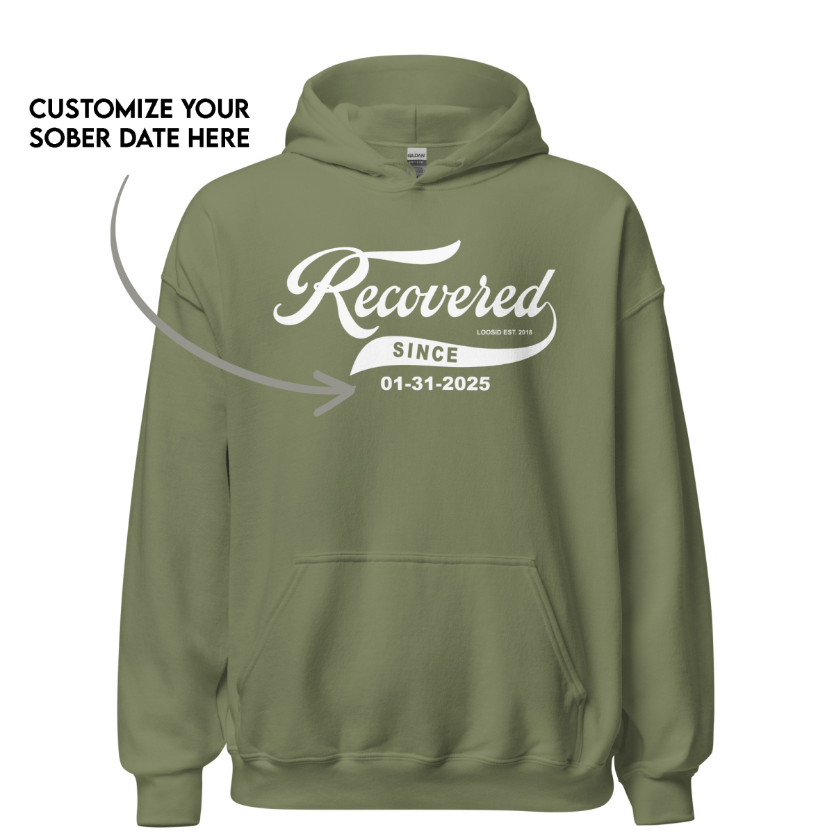 Men's Recovered Since Hoodie w/ Personalized Recovered Date