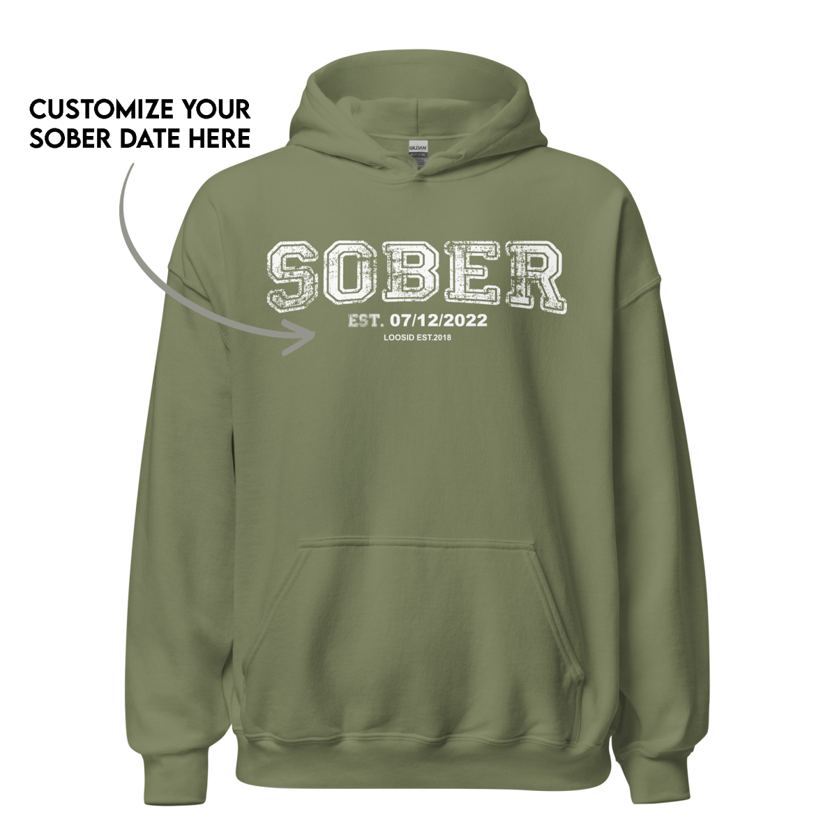 Sober Collegiate Hoodie W/ Personalize Sobriety Date