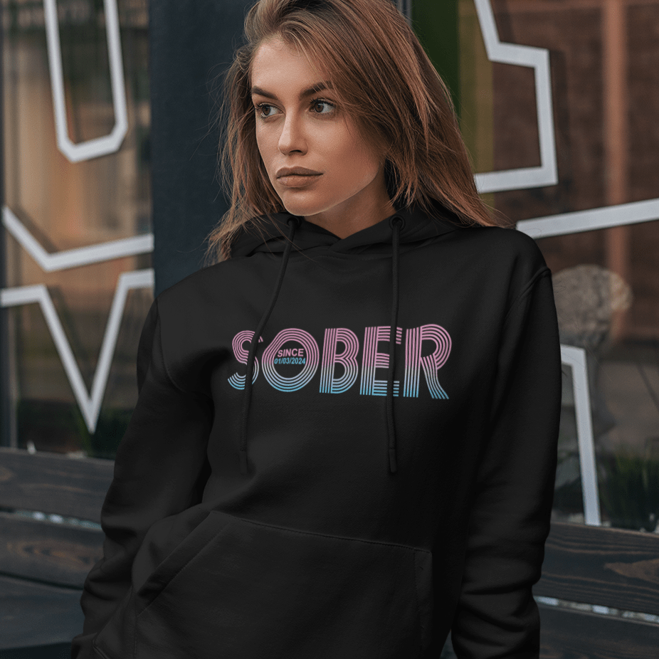 Recovery Hoodie | Retro Sobriety Date Hoodie with Personalized Date