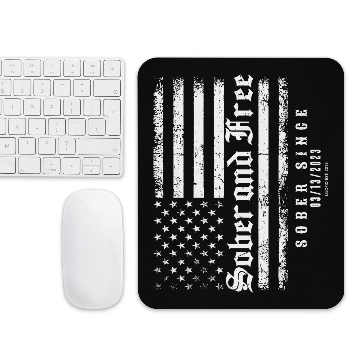 Loosid Sober and Free Recovery Mouse Pad featuring the design