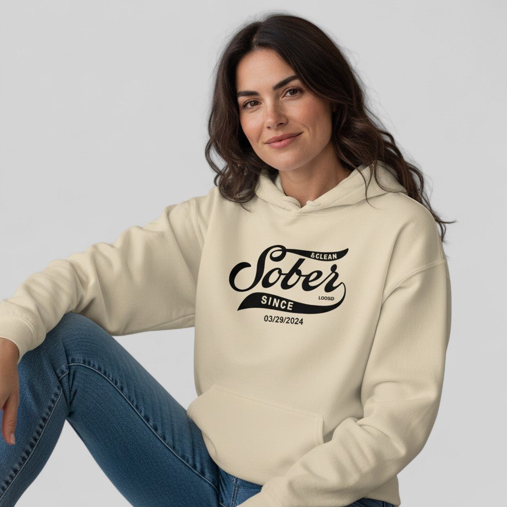 Recovery Hoodie | Women's Sober Since Hoodie with Custom Sober Date