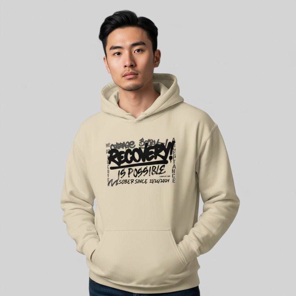 Recovery Hoodie | Men’s Recovery Is Possible Hoodie with Date