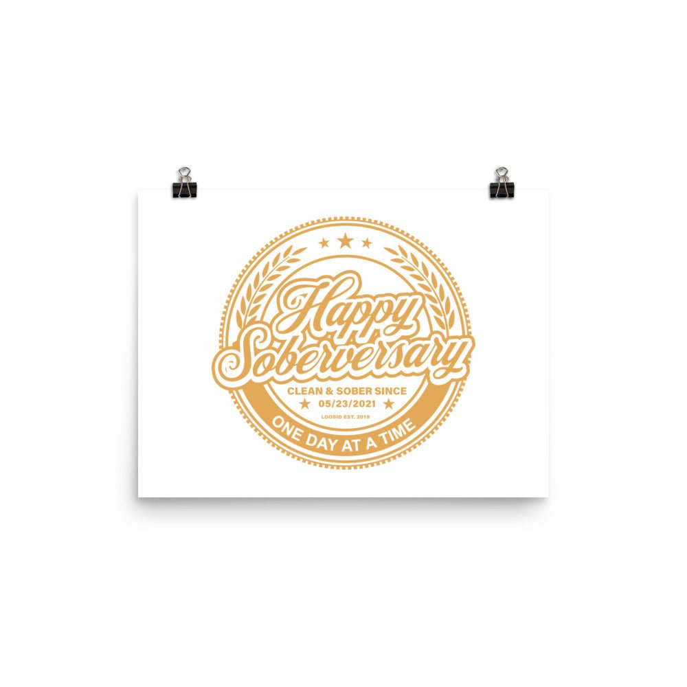 Happy Soberversary Shield White Paper Sobriety Art flat lay styled image (view 3)