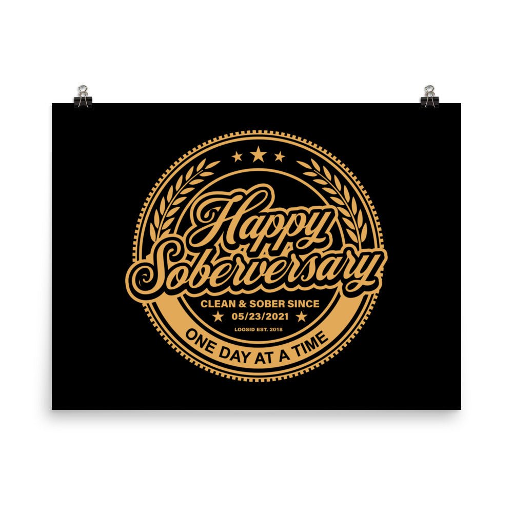 Happy Soberversary Shield Black Paper Sobriety Art graphic detail (view 4)