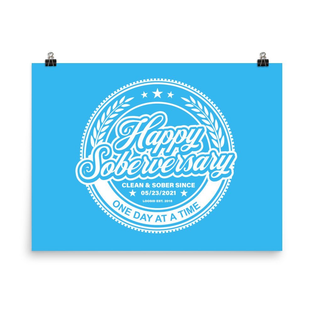 Happy Soberversary Shield Lt. Blue Paper Poster