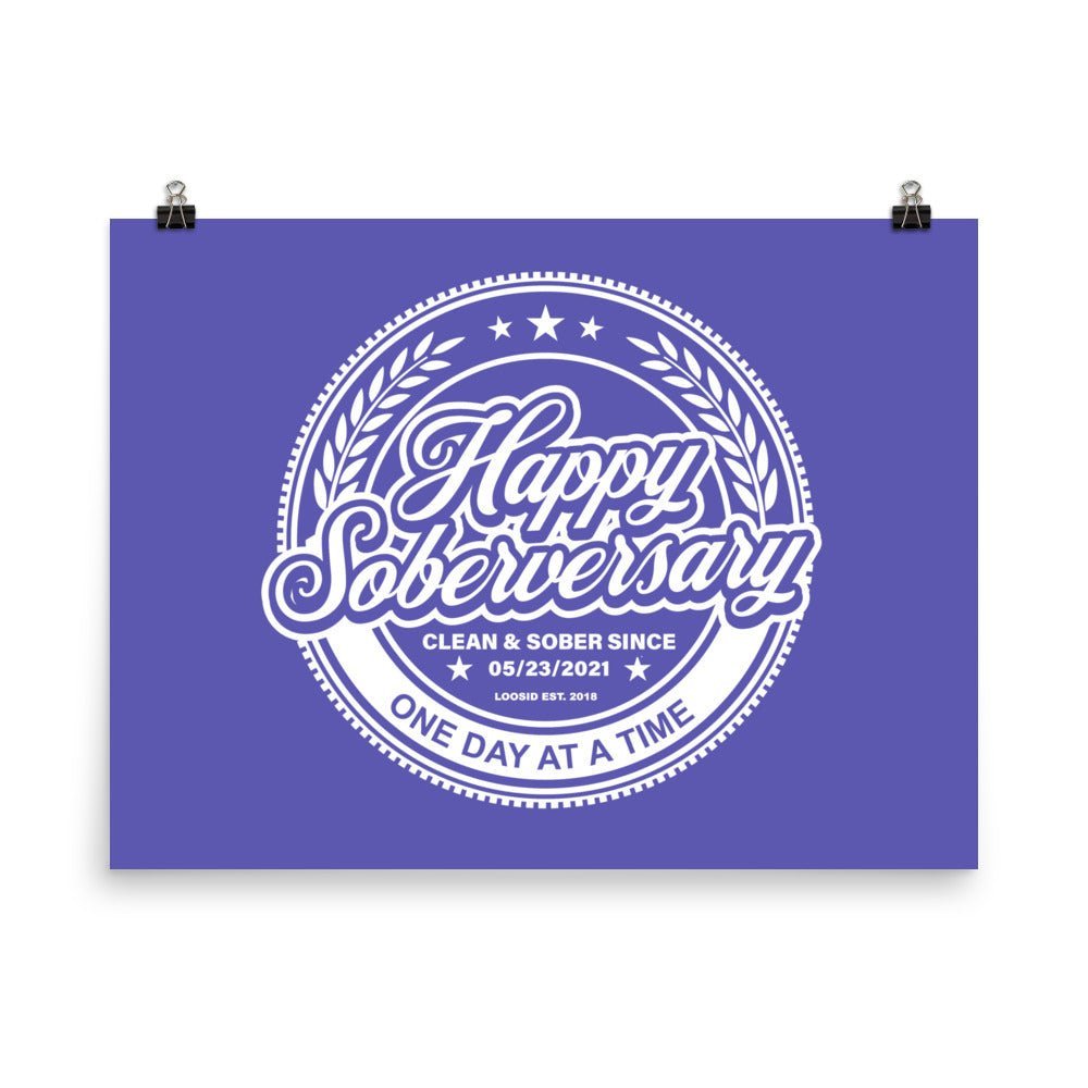 Happy Soberversary Shield Purple Paper Poster