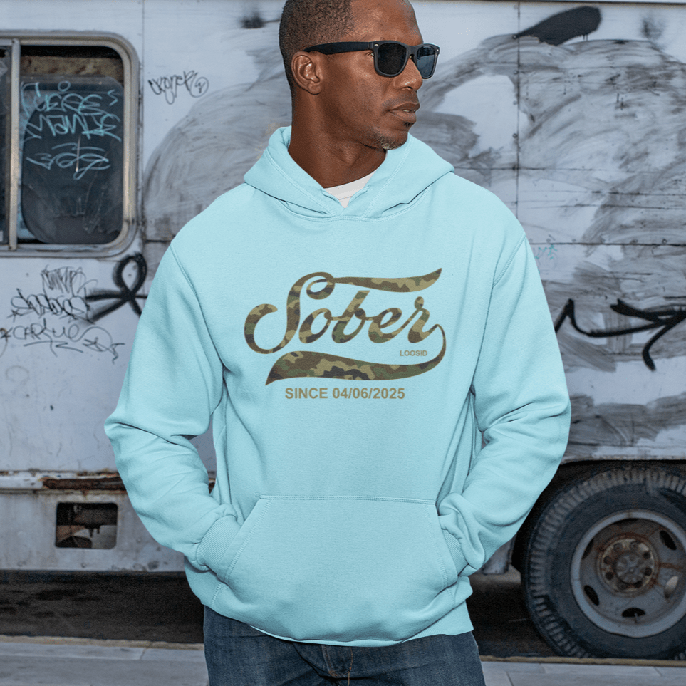 Recovery Hoodie | Sober Since Camo Hoodie with Personalized Date