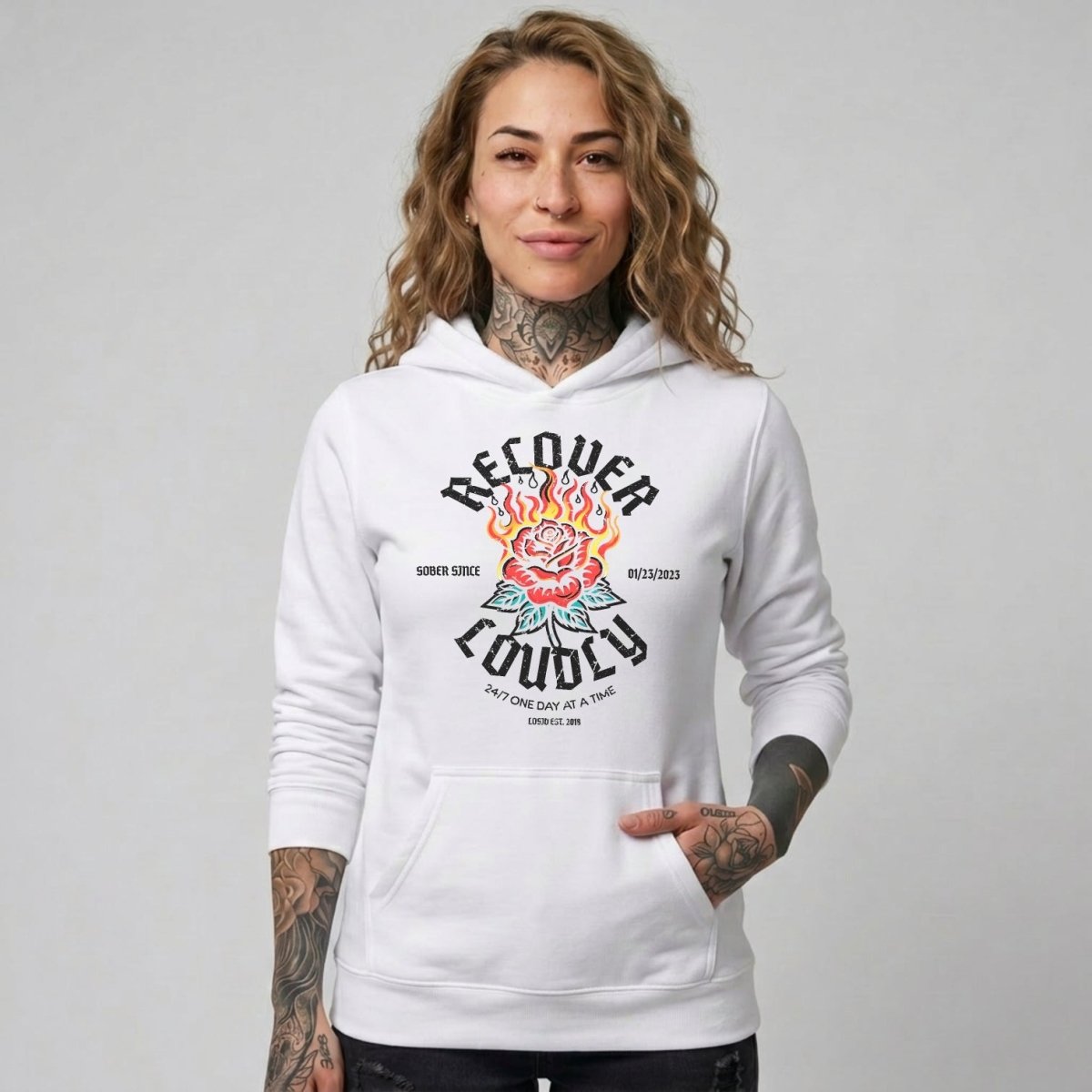 Recovery Hoodie | Recover Loudly Women’s Custom Sobriety Date
