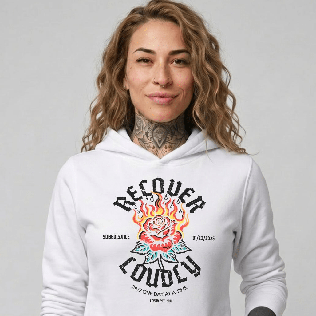 Recovery Hoodie | Recover Loudly Women’s Custom Sobriety Date
