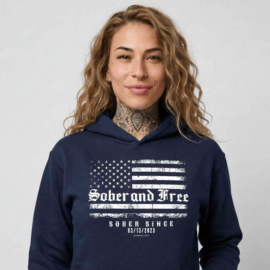 Recovery Hoodie | Sober and Free Custom Sobriety Date