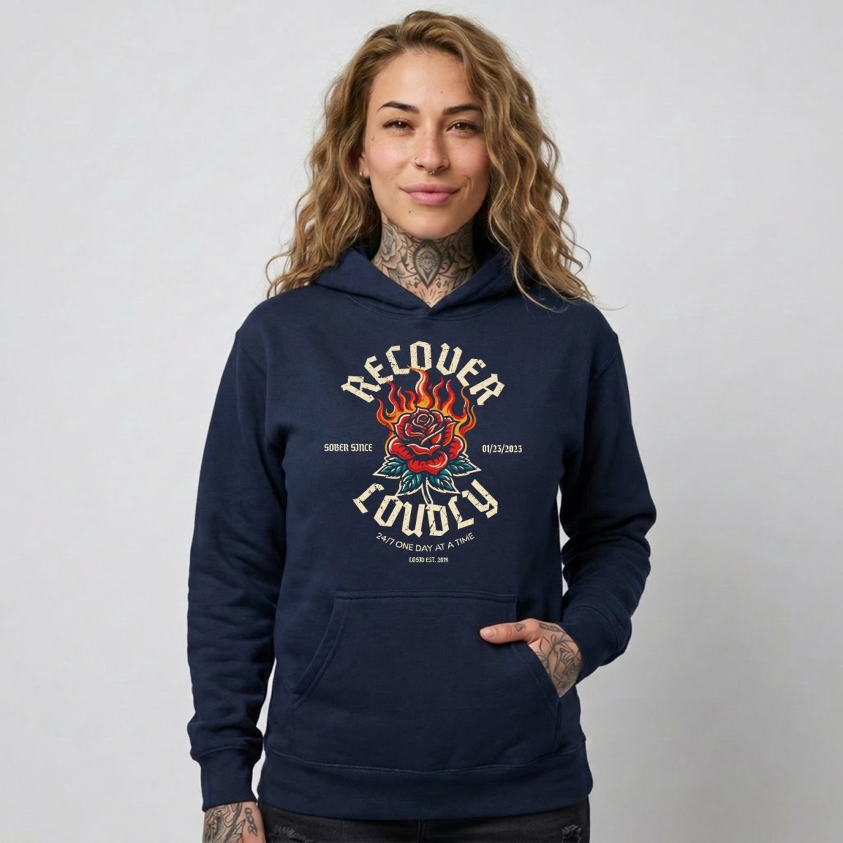 Recovery Hoodie | Recover Loudly Women’s Custom Sobriety Date