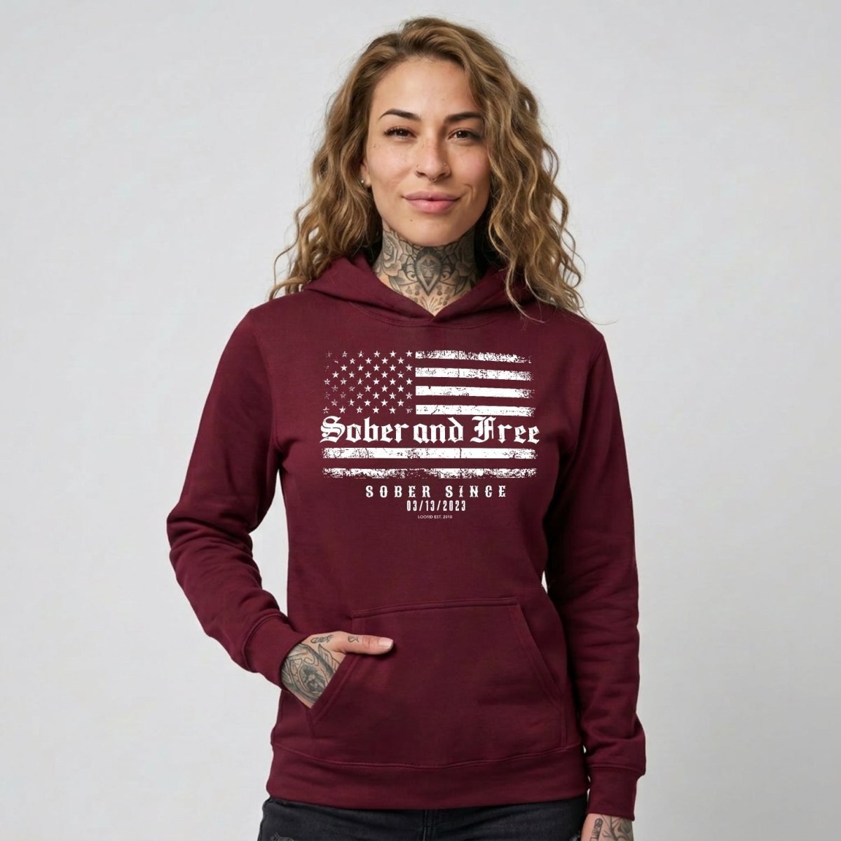 Recovery Hoodie | Sober and Free Custom Sobriety Date