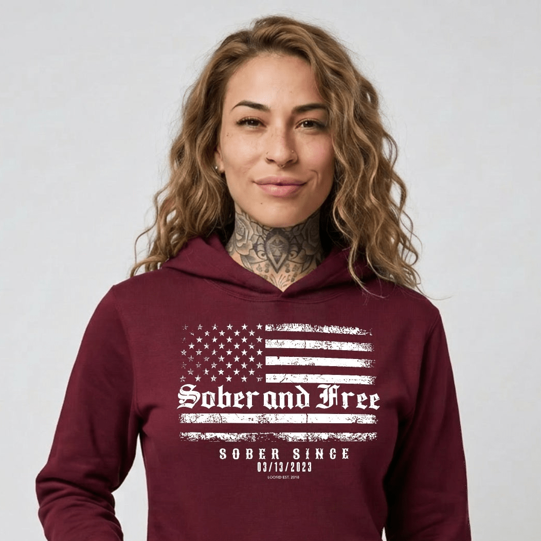 Recovery Hoodie | Sober and Free Custom Sobriety Date
