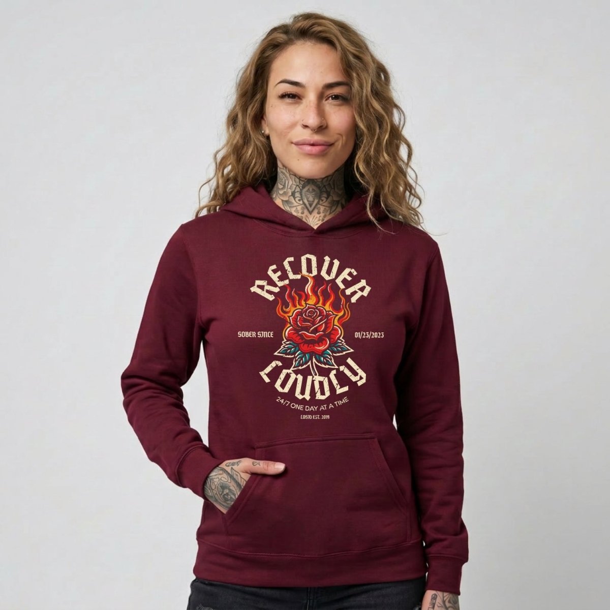 Recovery Hoodie | Recover Loudly Women’s Custom Sobriety Date