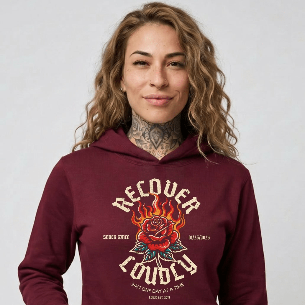 Recovery Hoodie | Recover Loudly Women’s Custom Sobriety Date