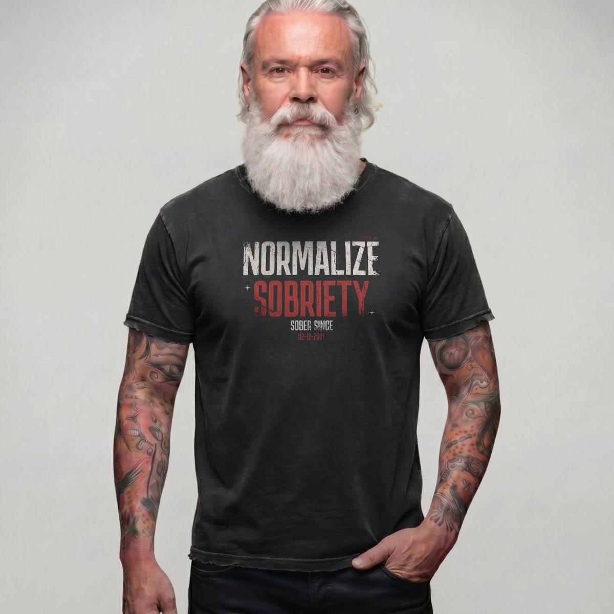 Sober T Shirt | Men's Washed Normalize Sobriety Garment-Dyed Tee