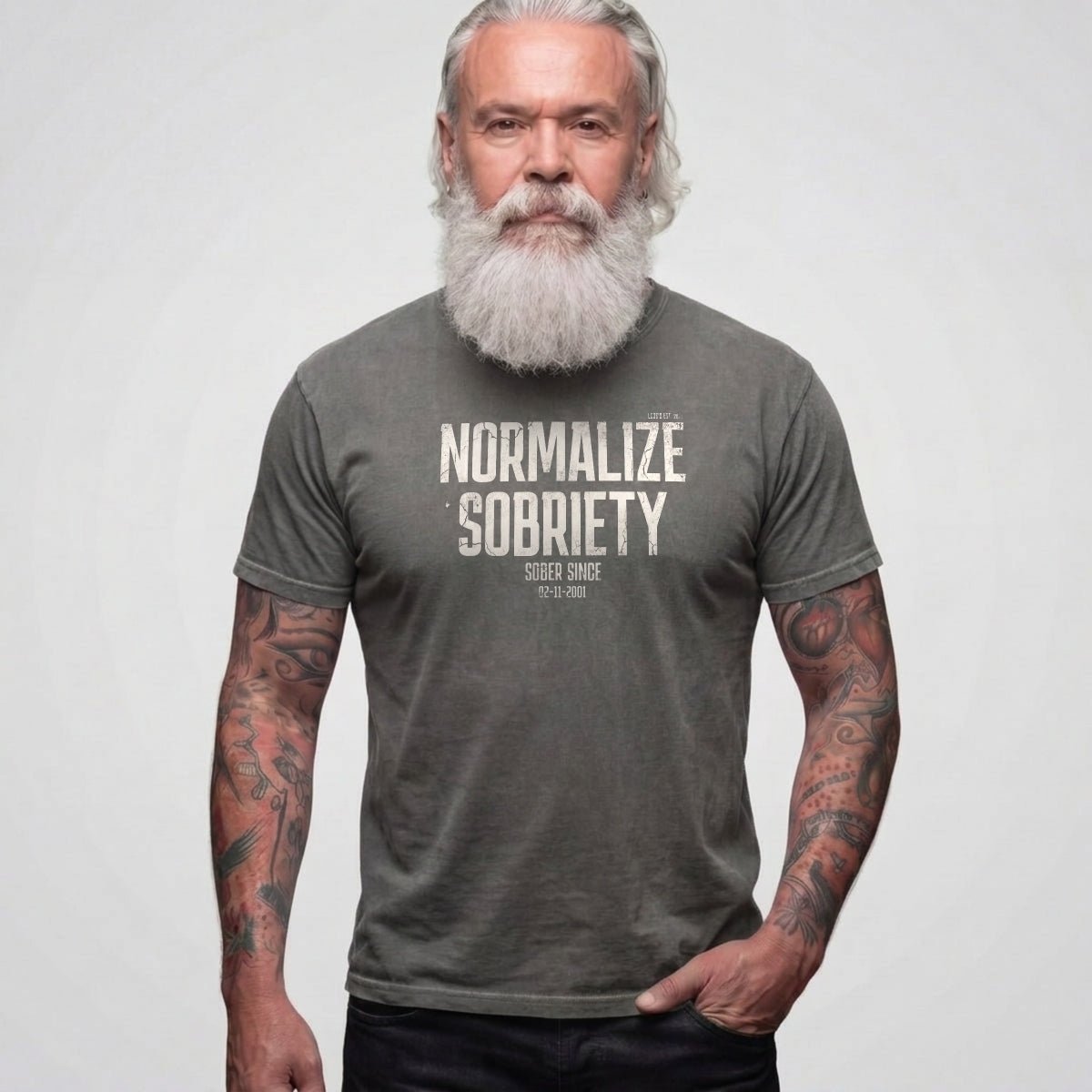 Sober T Shirt | Men's Washed Normalize Sobriety Garment-Dyed Tee