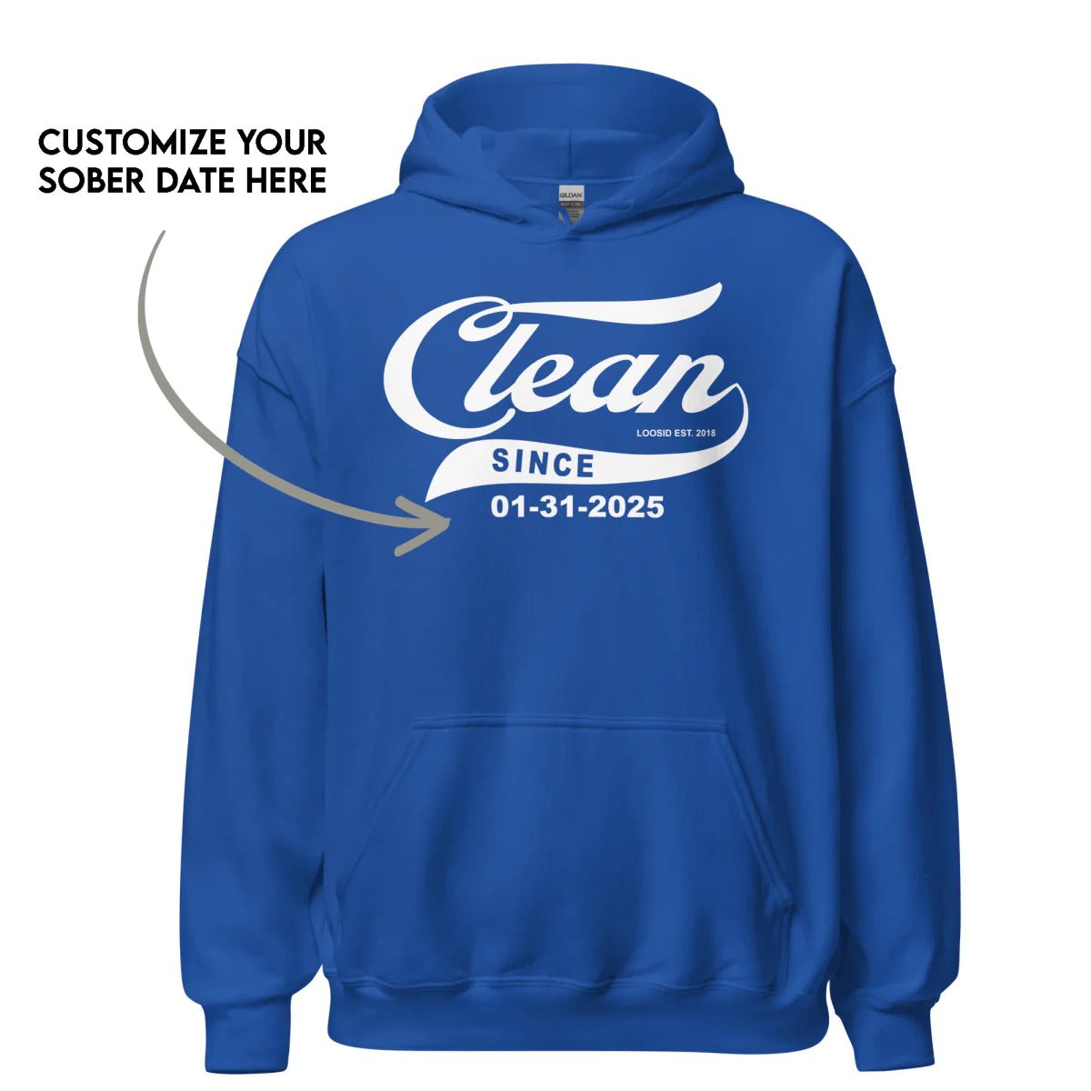 Recovery Hoodie | Men's Clean Since Hoodie with Custom Sobriety Date