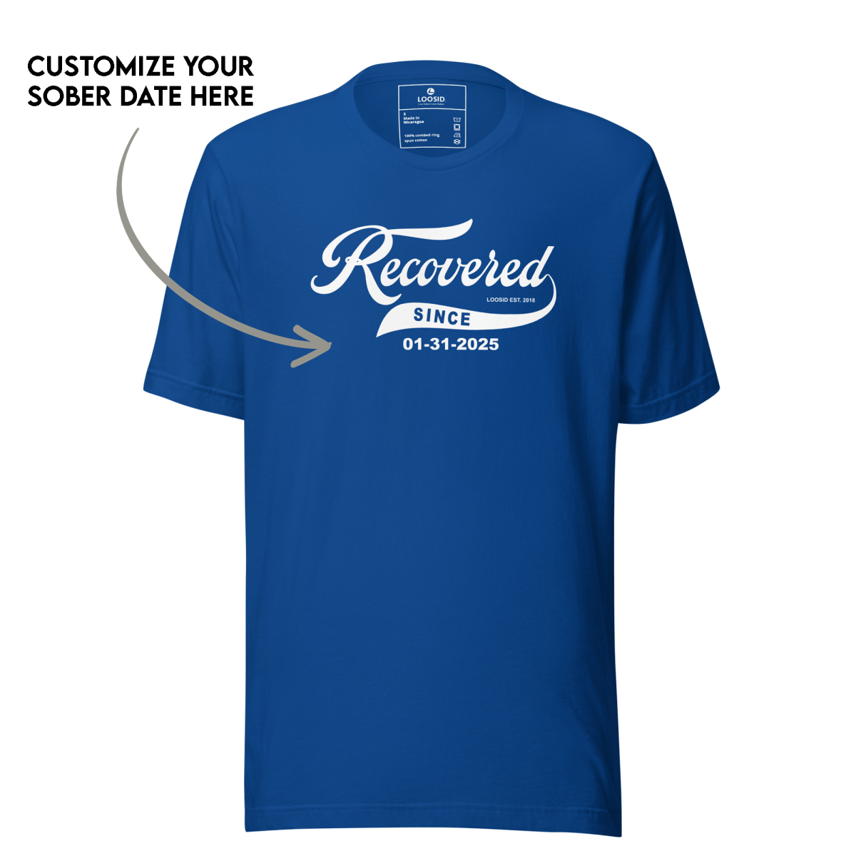 Women’s Recovered Since Tee w/ Personalized Clean Date