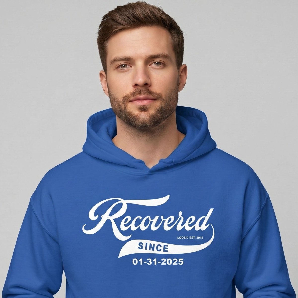 Recovered Since Recovery Hoodie close-up view (view 2)