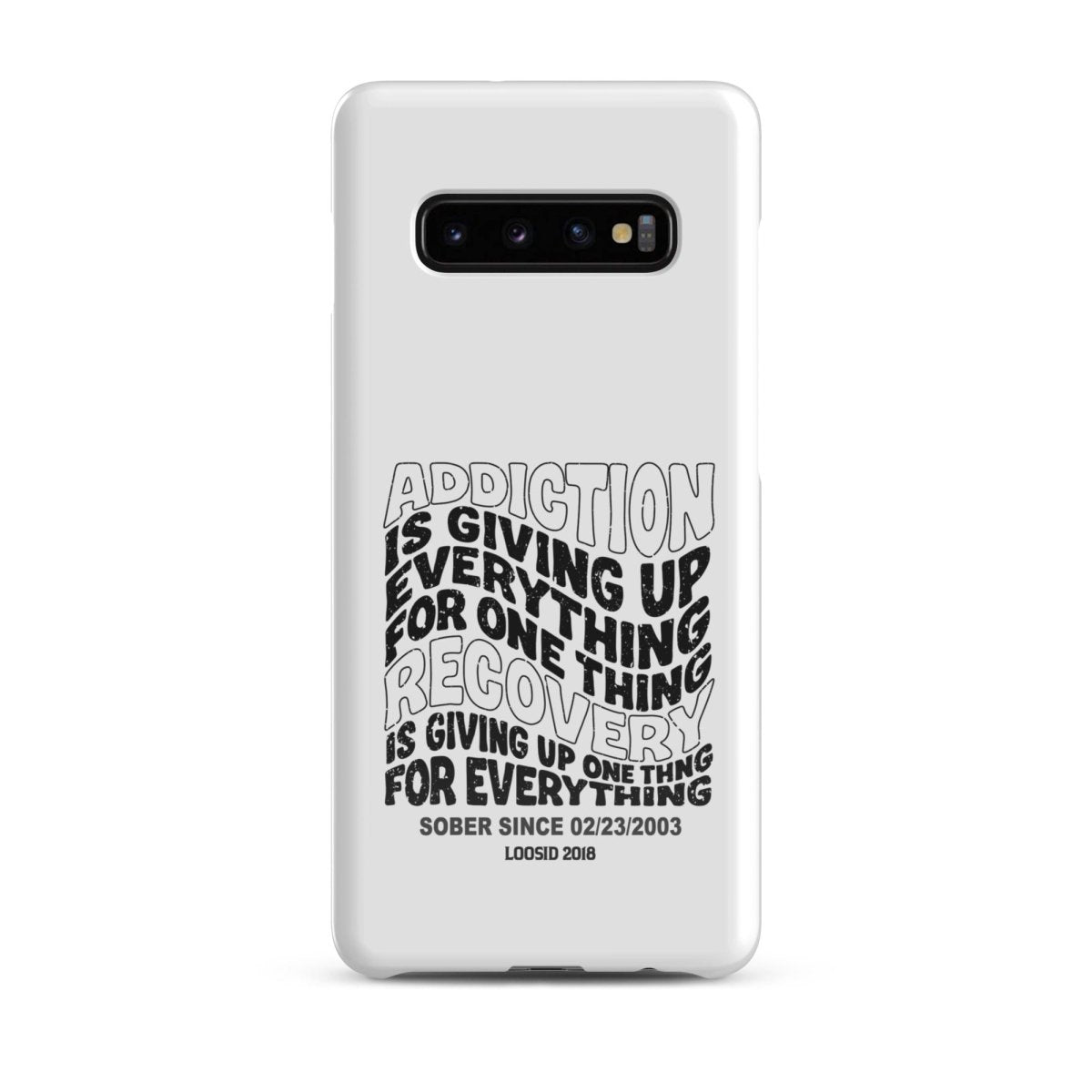 Addiction Is Giving Up Snap Recovery Phone Case flat lay styled image (view 3)