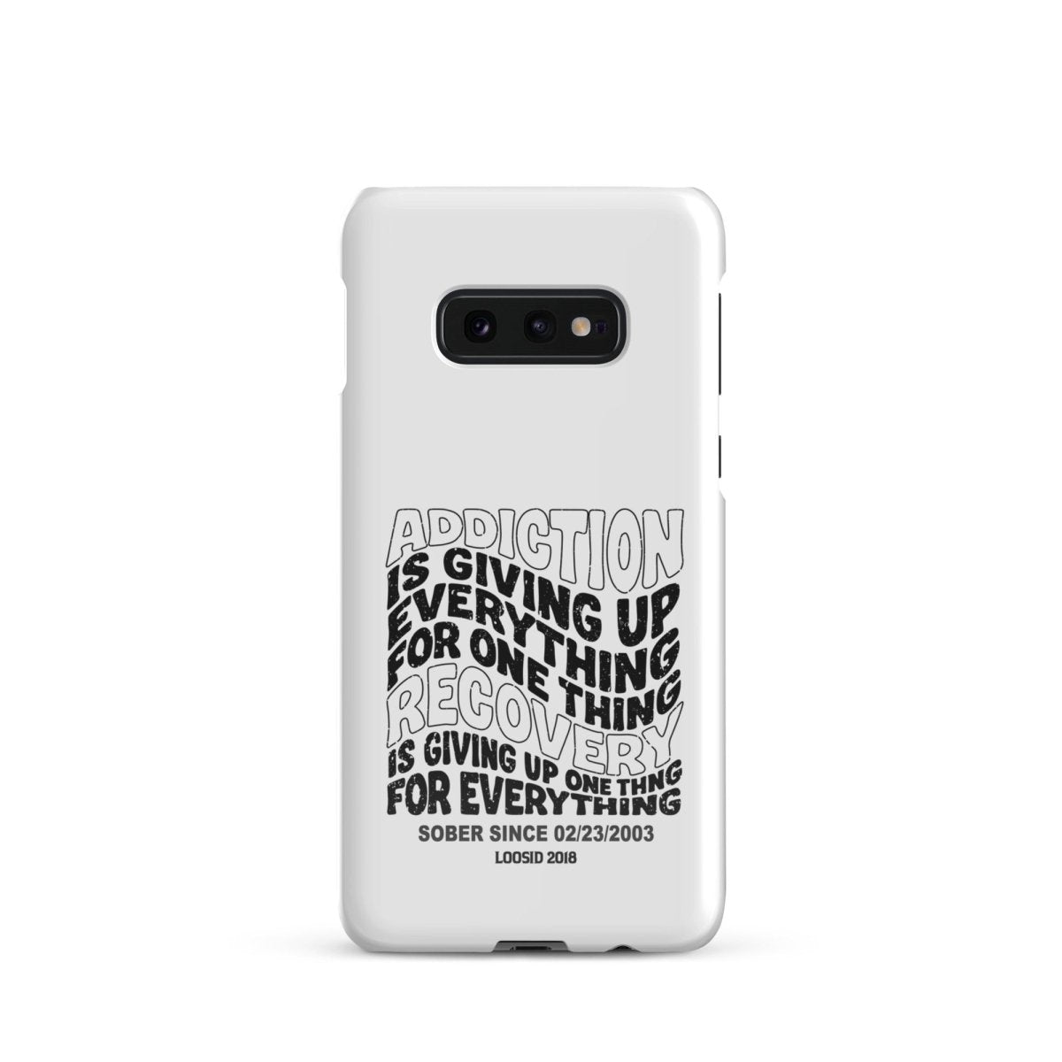 Addiction Is Giving Up Snap Recovery Phone Case close-up view (view 2)