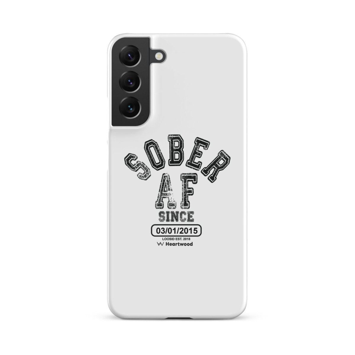 Sober AF Snap Recovery Phone Case flat lay styled image (view 13)