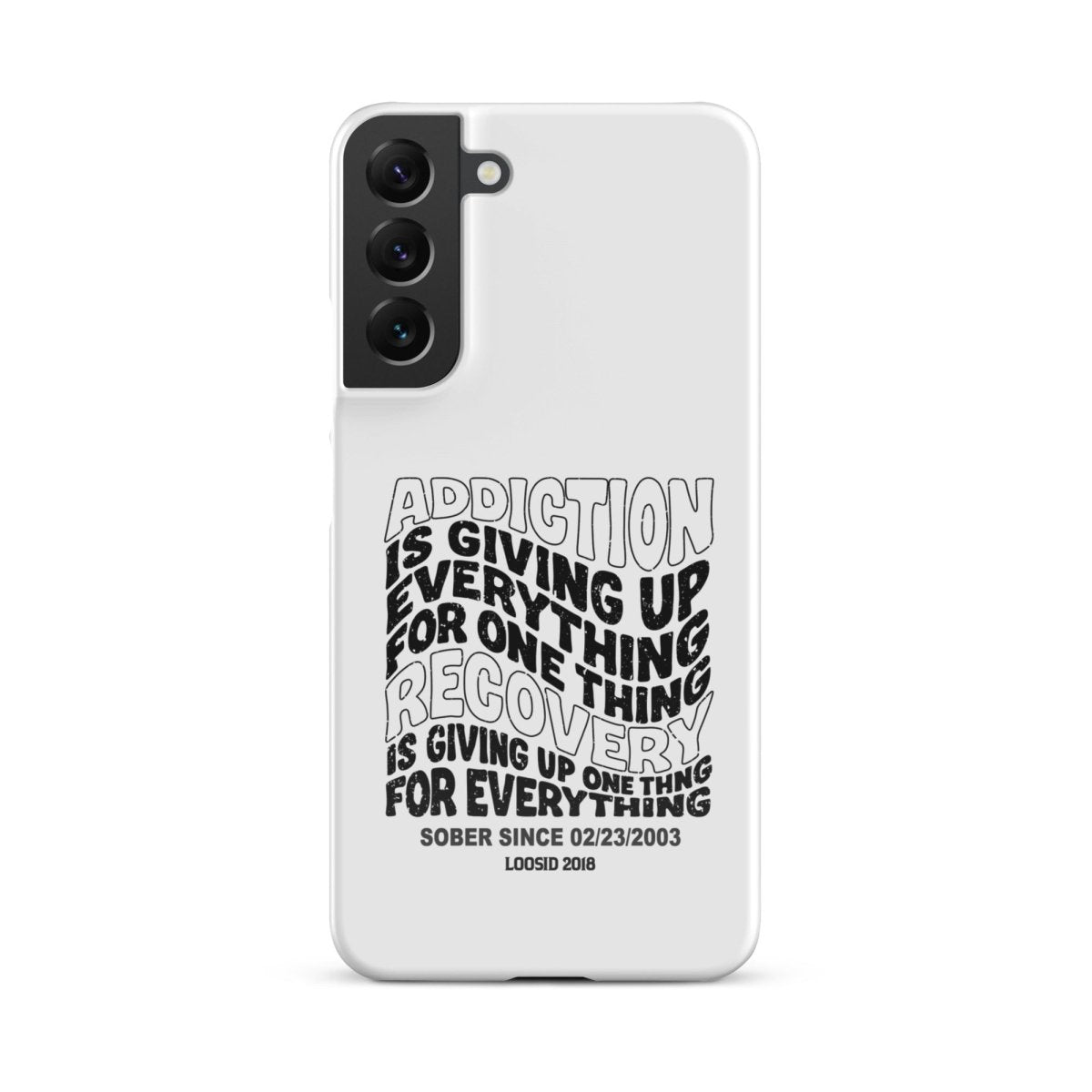 Addiction Is Giving Up Snap Recovery Phone Case flat lay styled image (view 13)