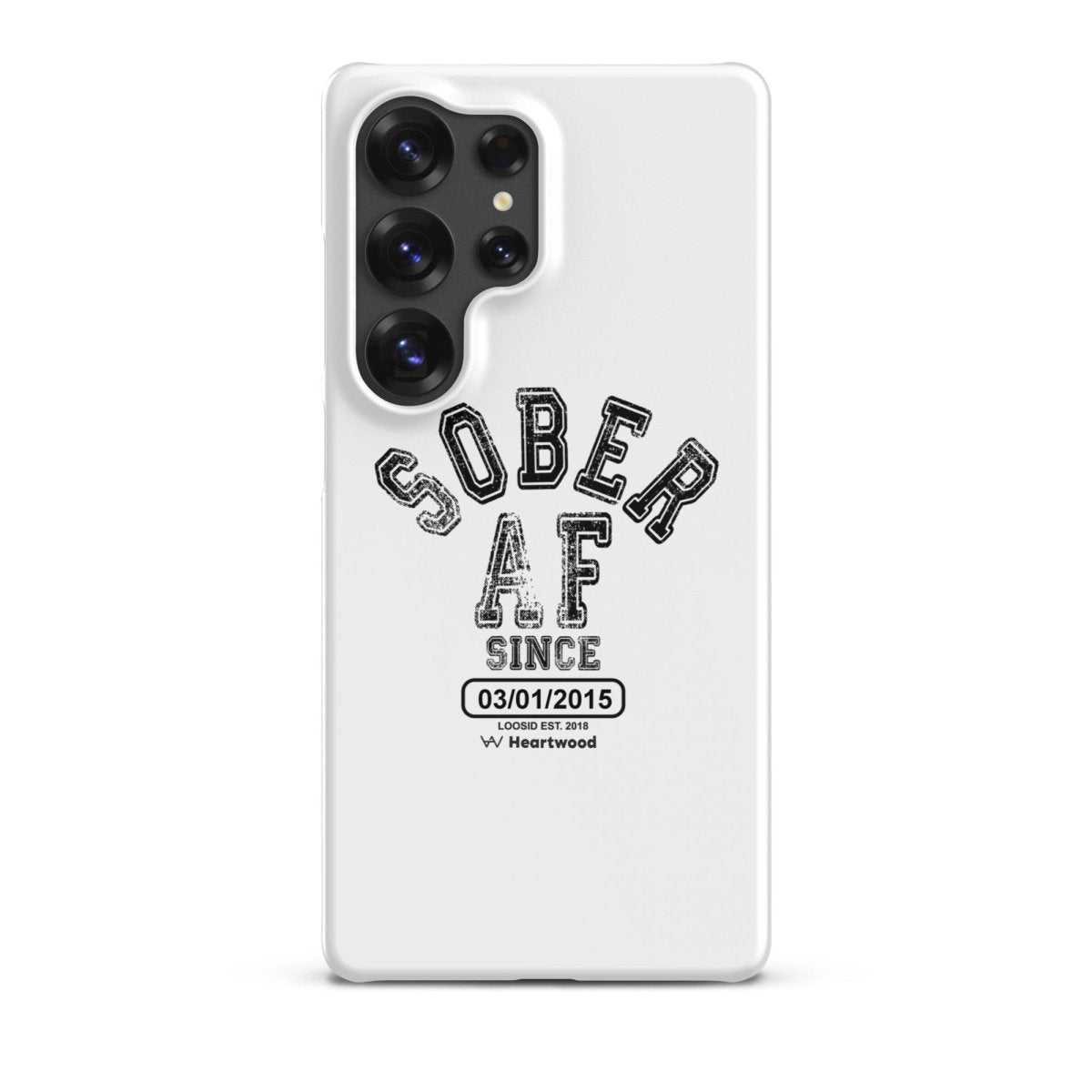 Sober AF Snap Recovery Phone Case flat lay styled image (view 23)