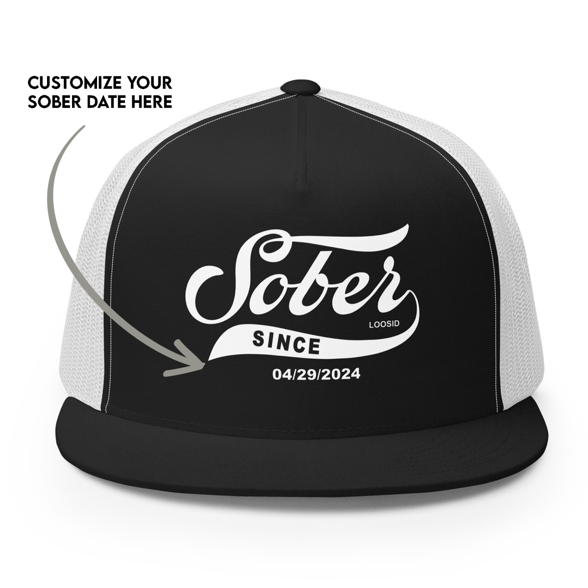 Sober Since Snapback Trucker Hat w/ Personalized Sobriety Date