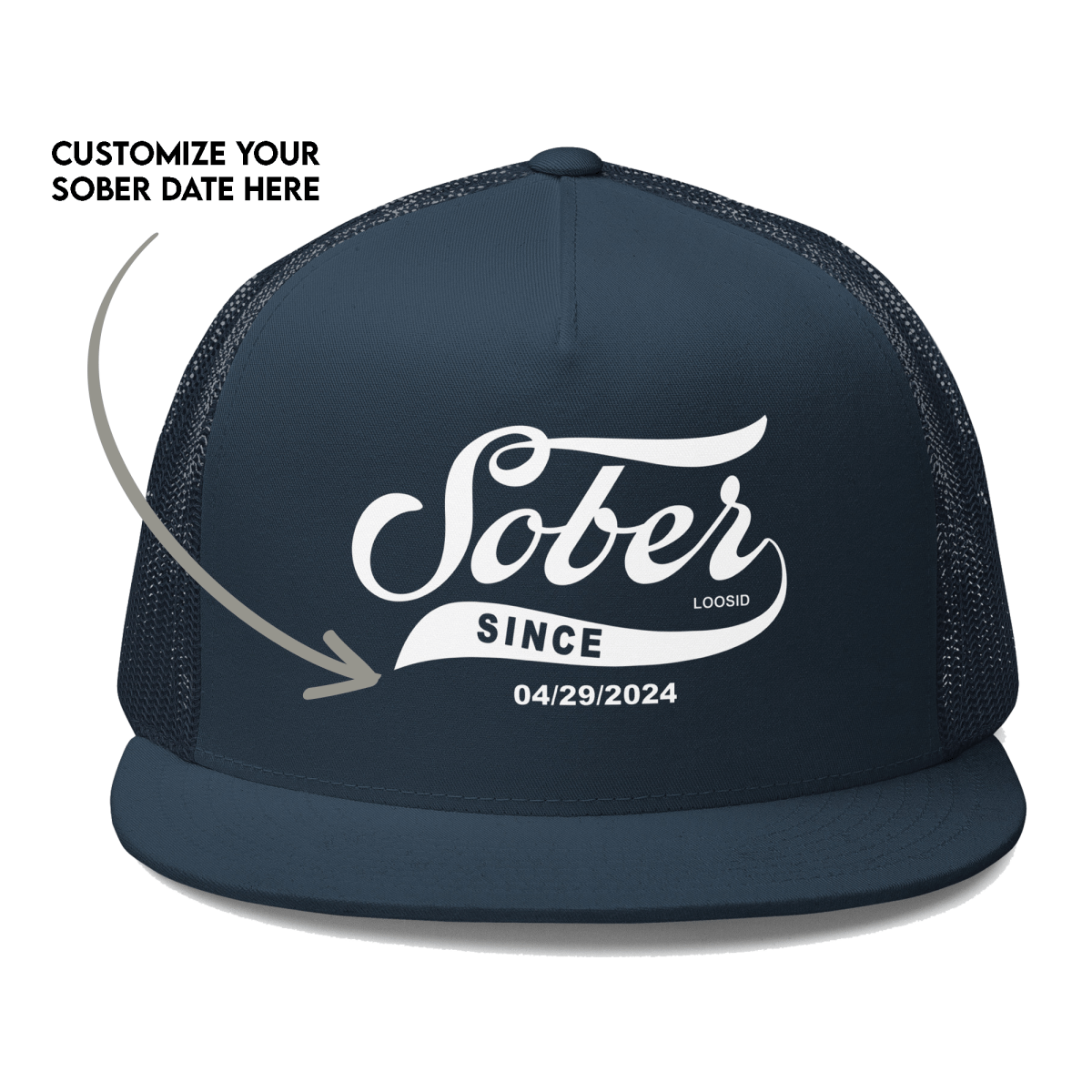 Sober Since Snapback Trucker Hat w/ Personalized Sobriety Date