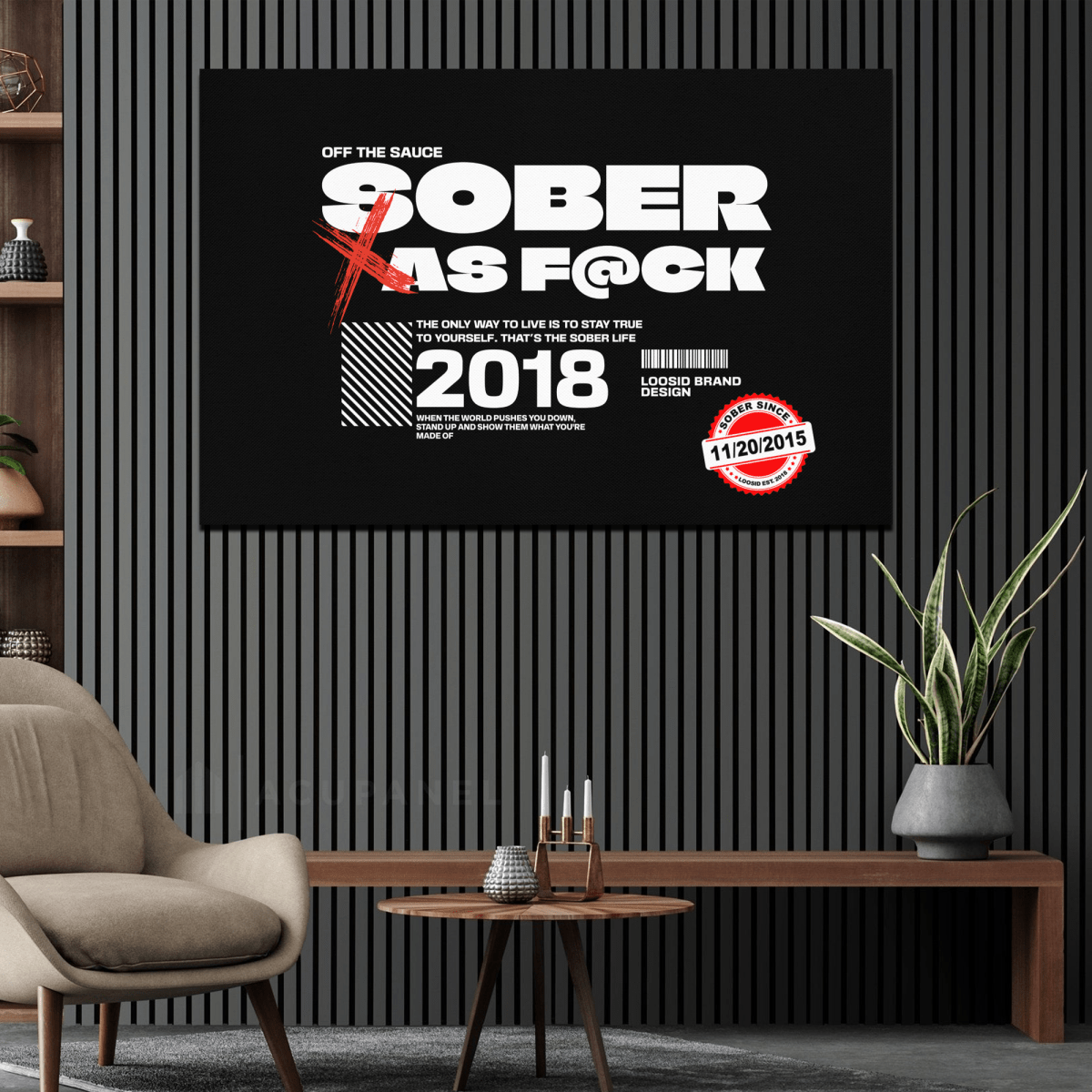 Sober As F*ck Canvas w/ Personalized Sobriety Date