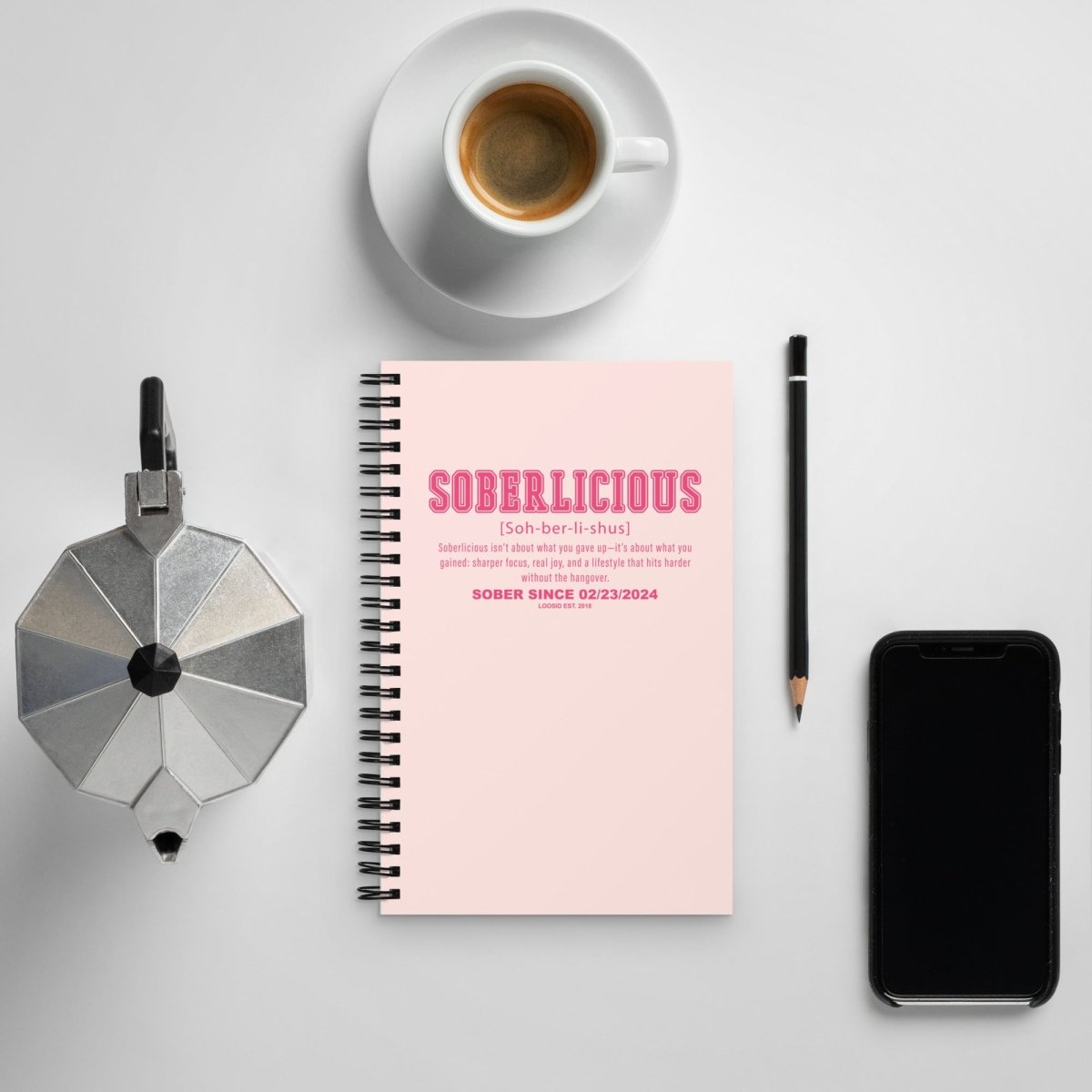 Soberlicious Journal w/ Personalized Sobriety Date