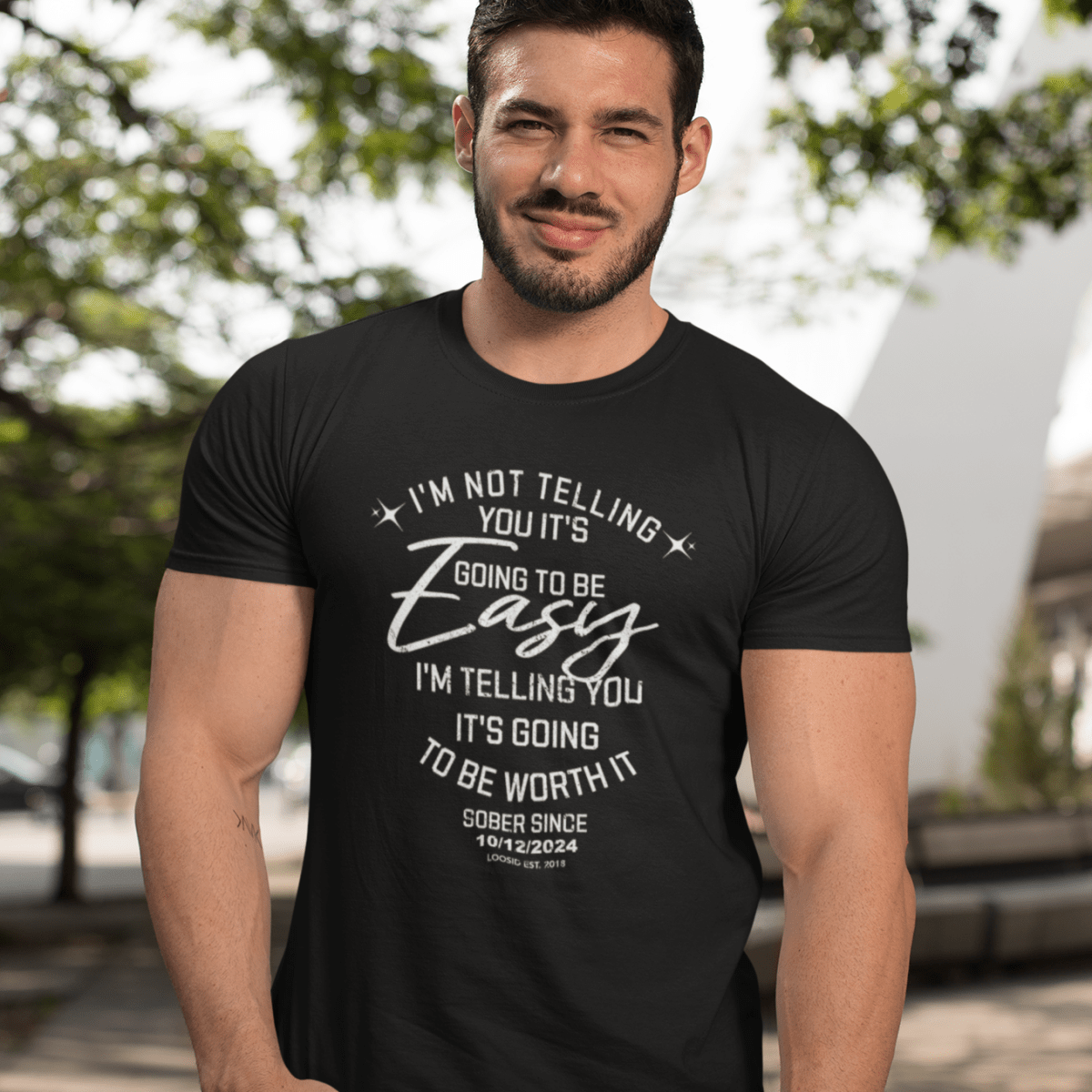 Men's Im Not telling T-shirt with Custom Sobriety Date