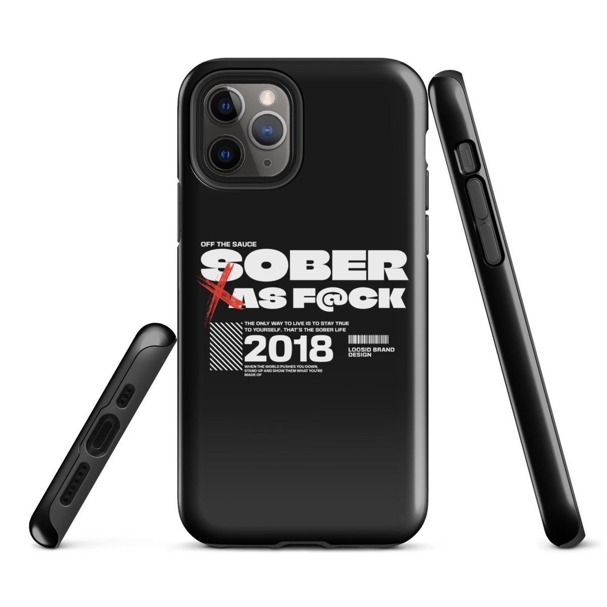 Sober As F*ck Recovery Phone Case flat lay styled image (view 3)