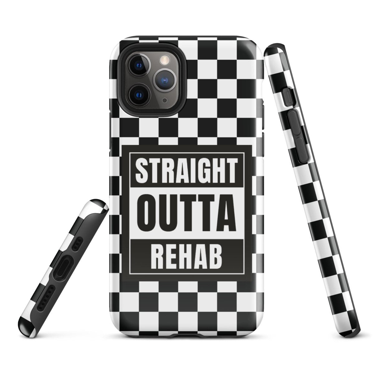 Straight outta of Rehab Recovery Phone Case flat lay styled image (view 3)