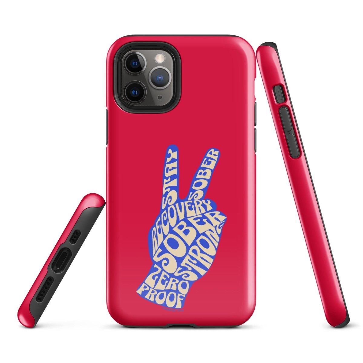 Peace & Sober Recovery Phone Case flat lay styled image (view 3)