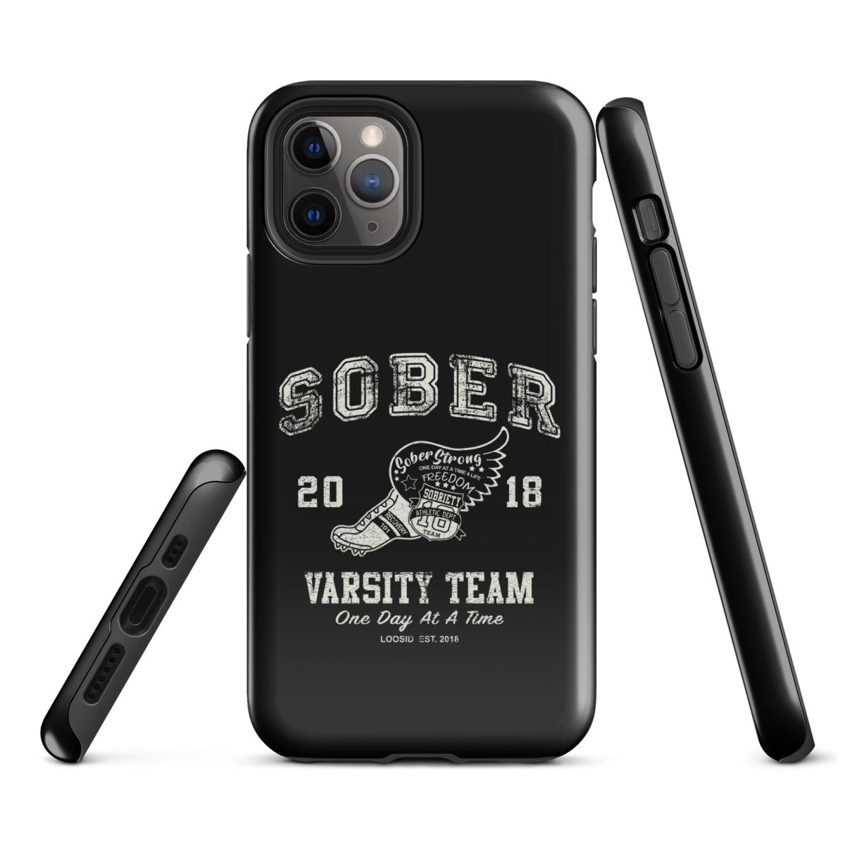 Varsity Recovery Phone Case flat lay styled image (view 3)