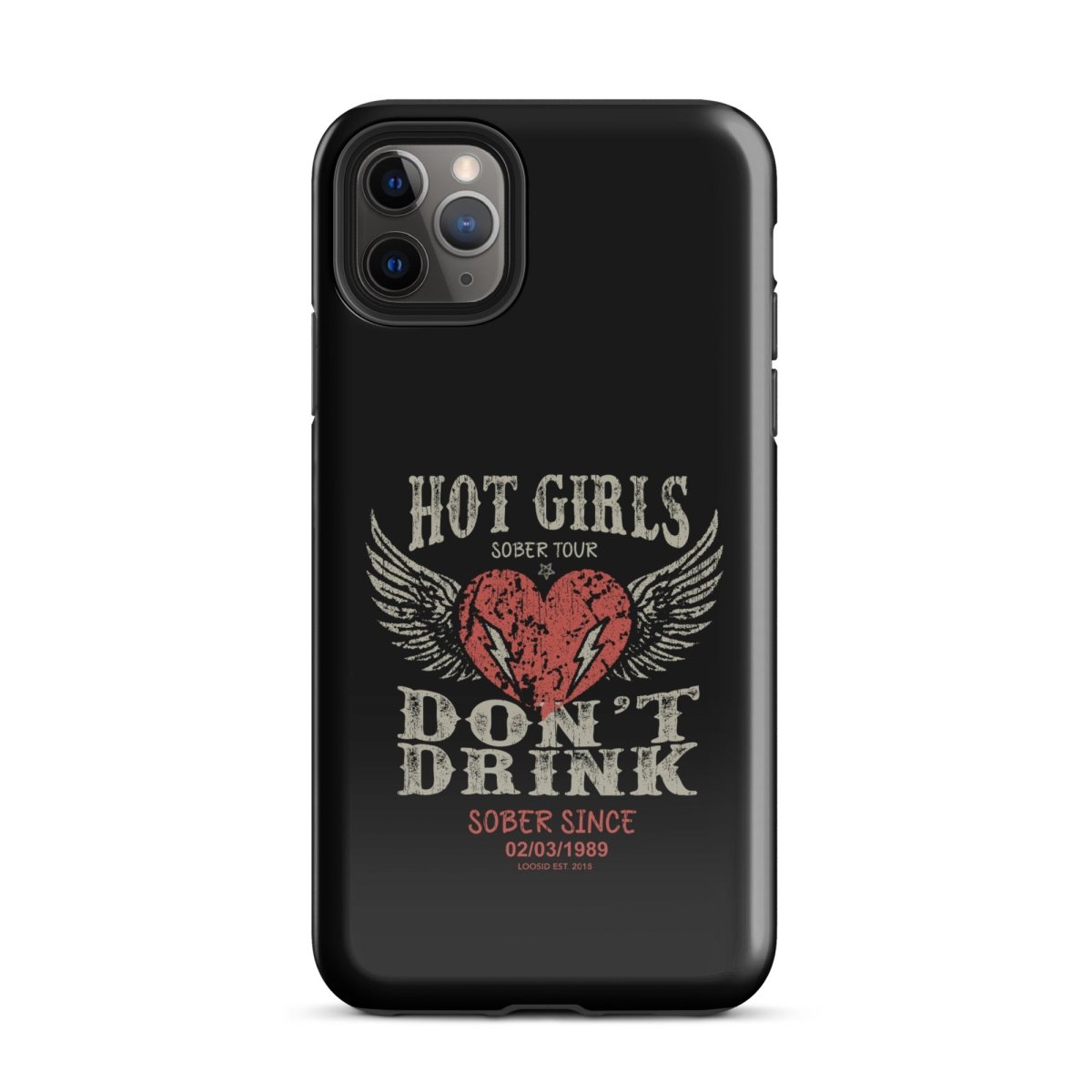 Hot Girls Don't Drink Recovery Phone Case flat lay styled image (view 3)