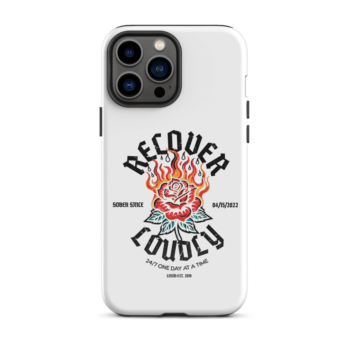Recover Loudly Recovery Phone Case flat lay styled image (view 13)