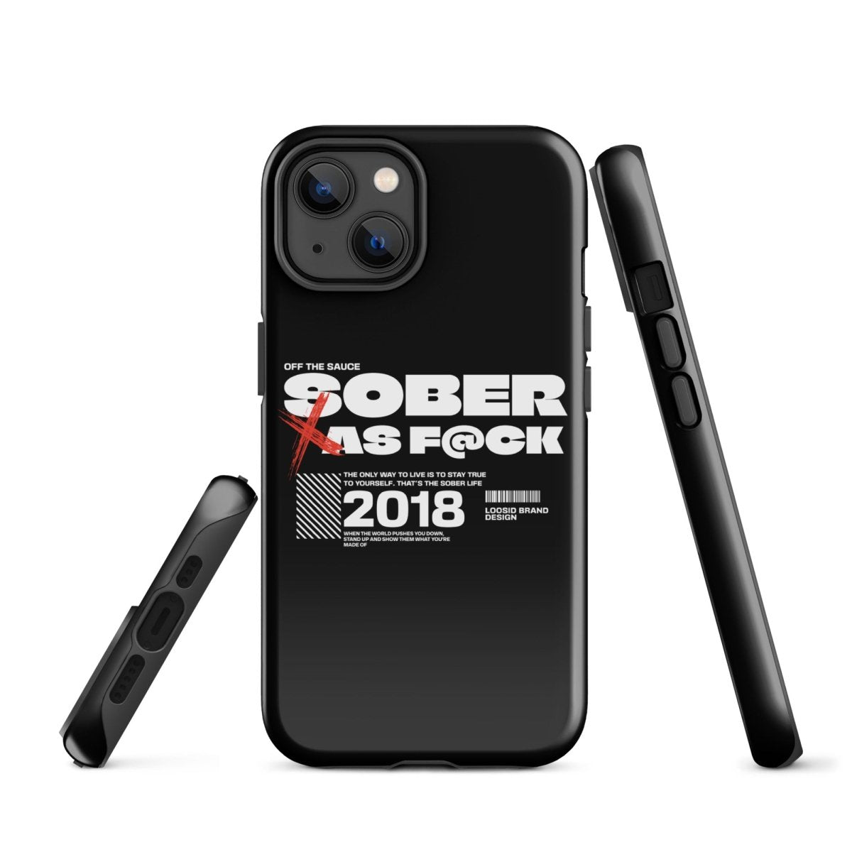 Sober As F*ck Recovery Phone Case flat lay styled image (view 13)