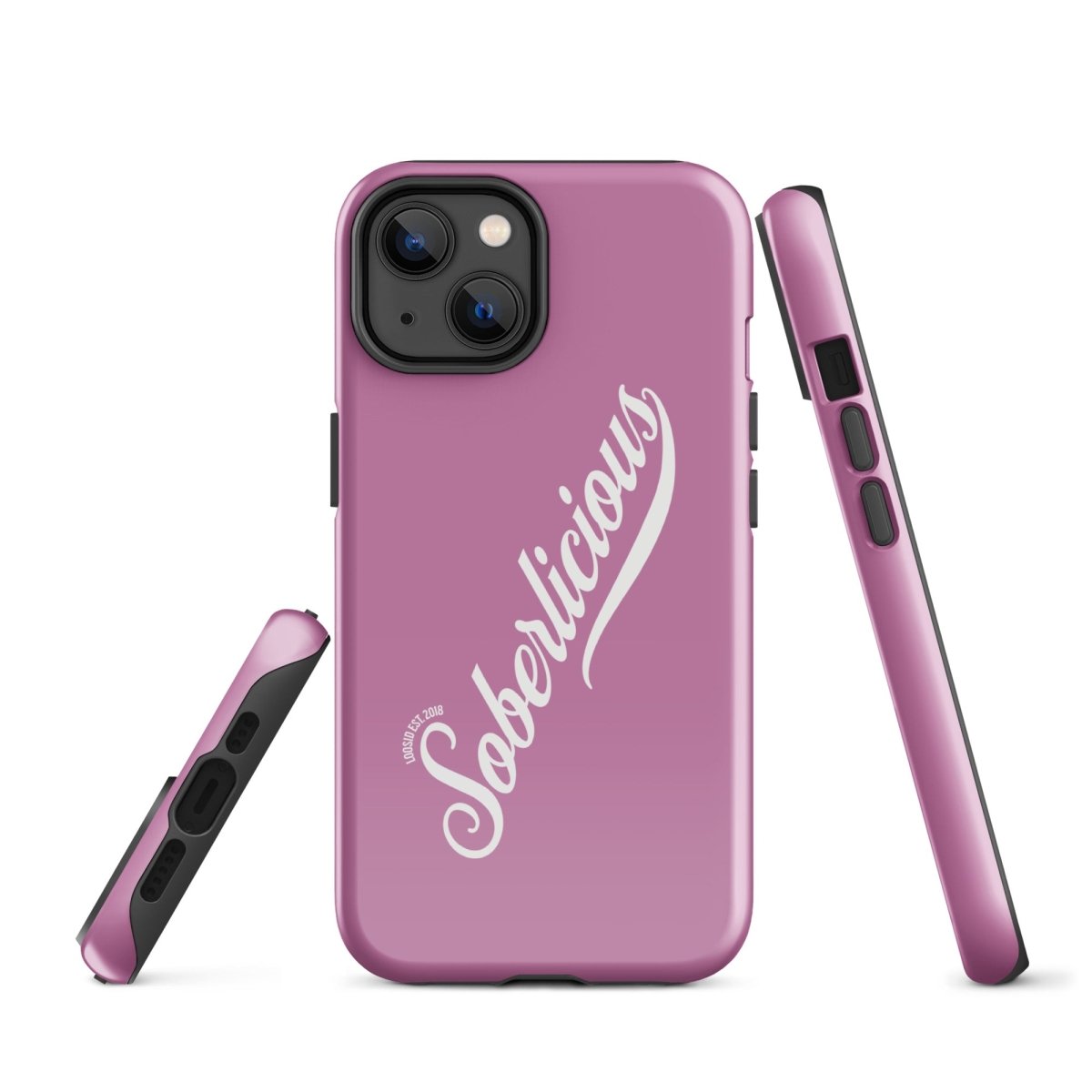 Soberlicious Recovery Phone Case flat lay styled image (view 13)