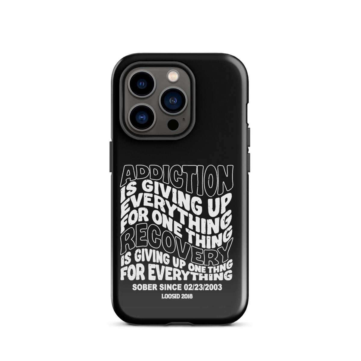 Addiction is Giving Up Recovery Phone Case flat lay styled image (view 13)