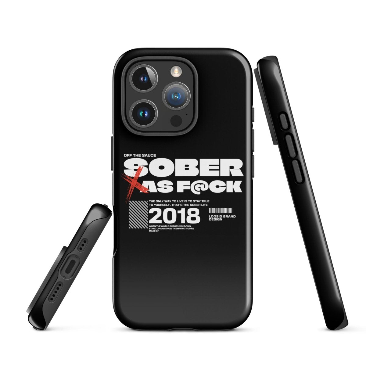 Sober As F*ck Recovery Phone Case flat lay styled image (view 23)