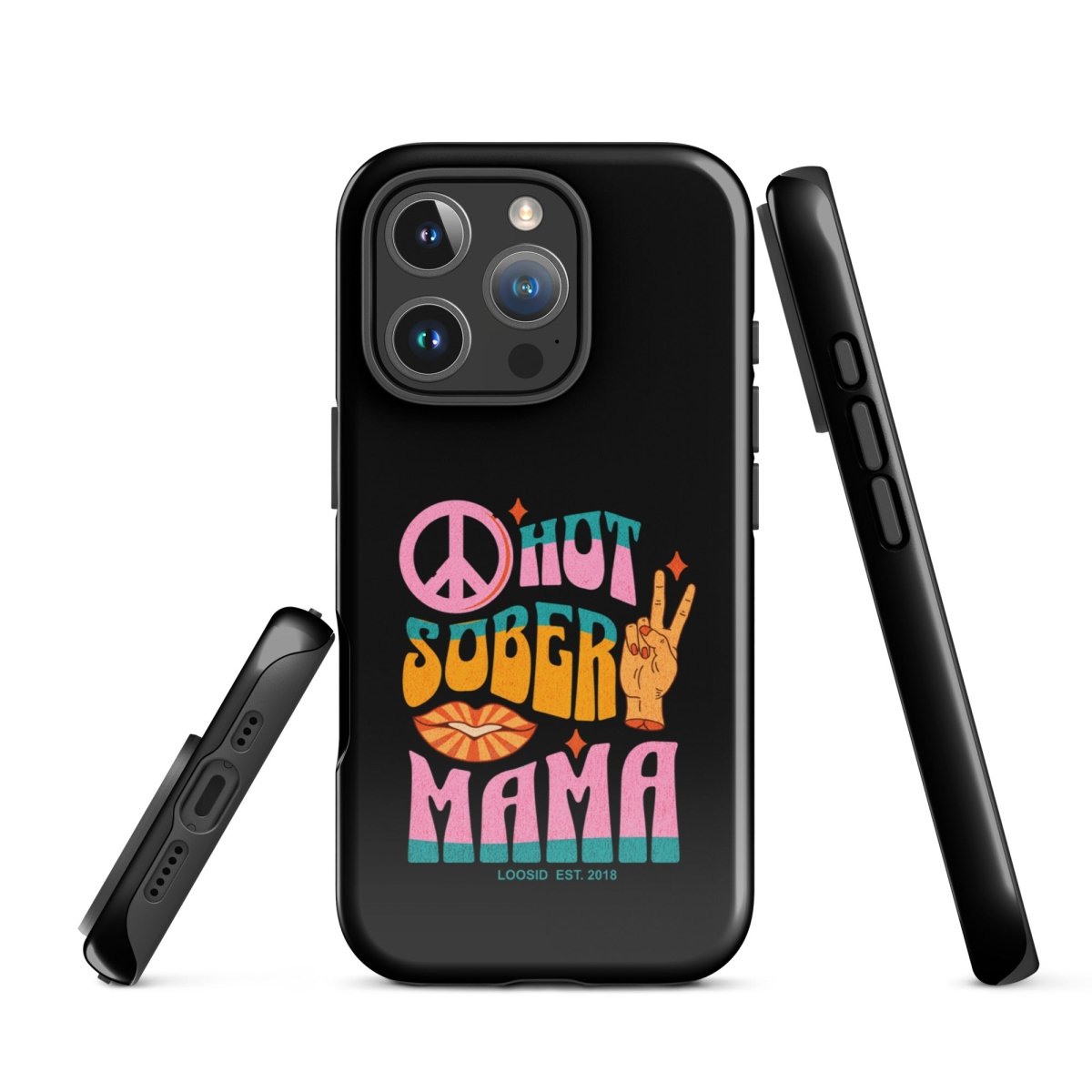 Hot Sober Mama Recovery Phone Case flat lay styled image (view 23)
