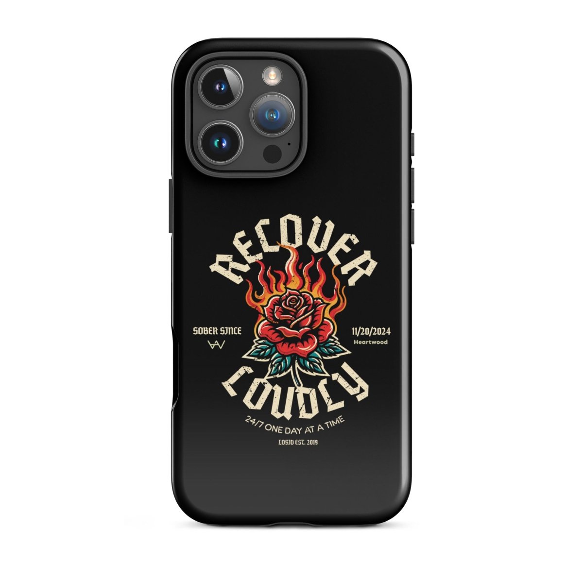 Recover Loudly Recovery Phone Case flat lay styled image (view 23)